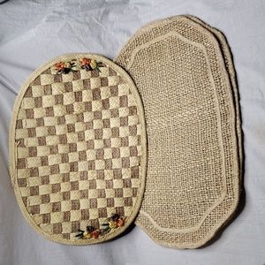 Three Assorted Boho Vintage Woven Tan Table Placemats Caribbean Natural Cottage